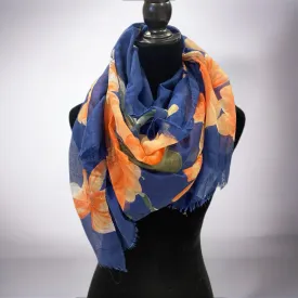 Blue Floral Lightweight Scarf