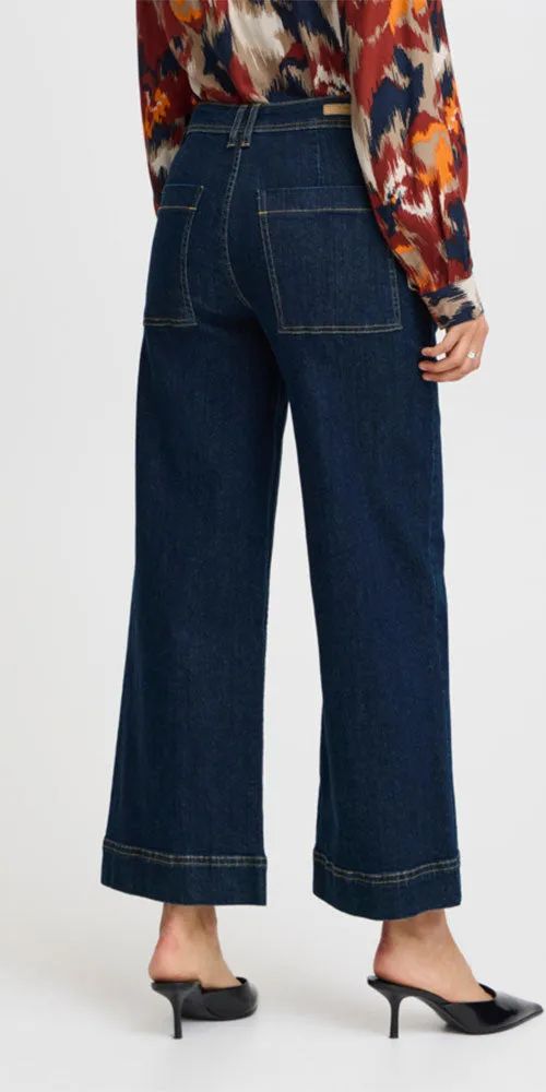 B.Young High waisted Wide Jeans, dark indigo