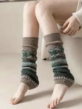 Casual Wool Keep Warm Printed Leg Warmers Accessories