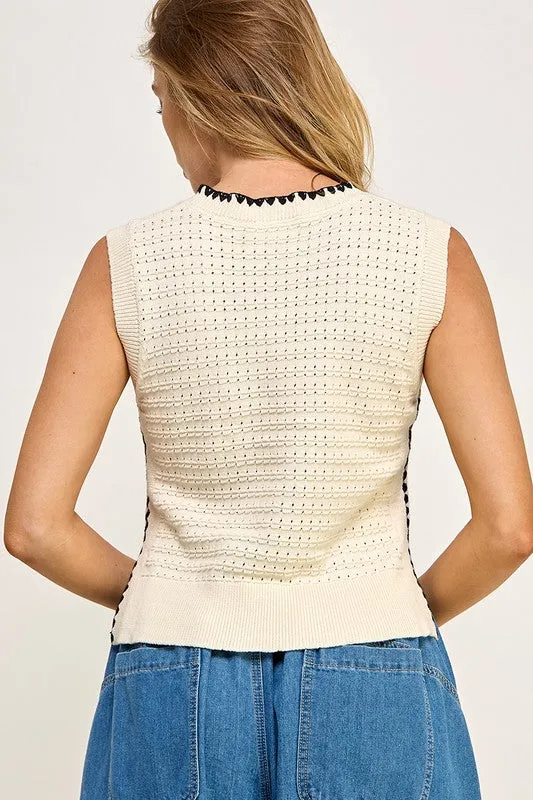 Contrast Stitch Knit Tank