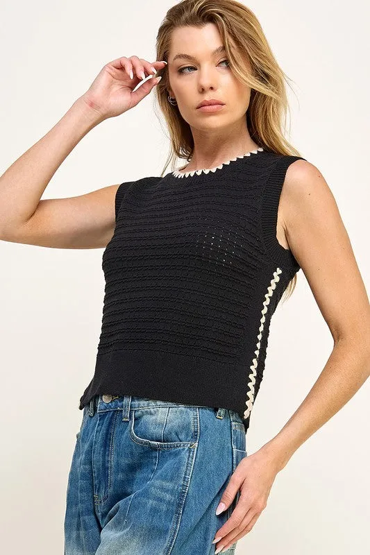 Contrast Stitch Knit Tank