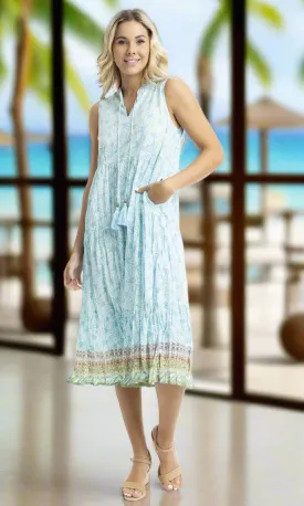 Cotton Dress Boho Sleeveless Algarve