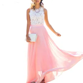 Elegant Crochet Lace Chiffon Dress