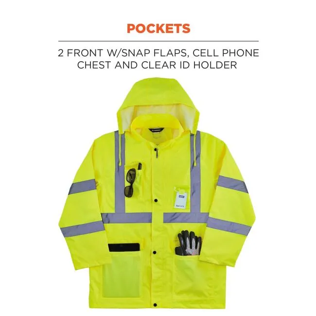 Ergodyne GloWear Type R Class 3 Lightweight Hi-Vis Rain Jacket - Lime