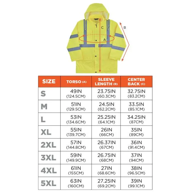 Ergodyne GloWear Type R Class 3 Lightweight Hi-Vis Rain Jacket - Lime