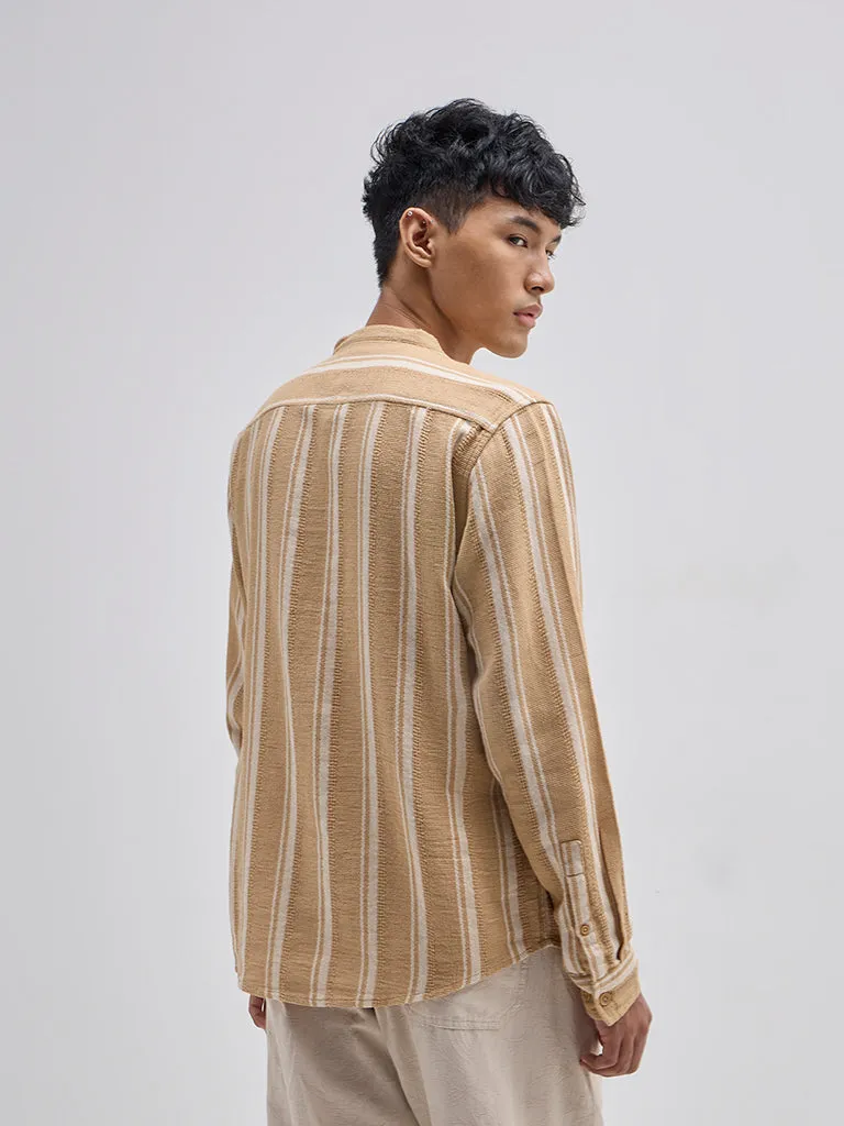 ETA Mustard Striped Relaxed-Fit Cotton Shirt