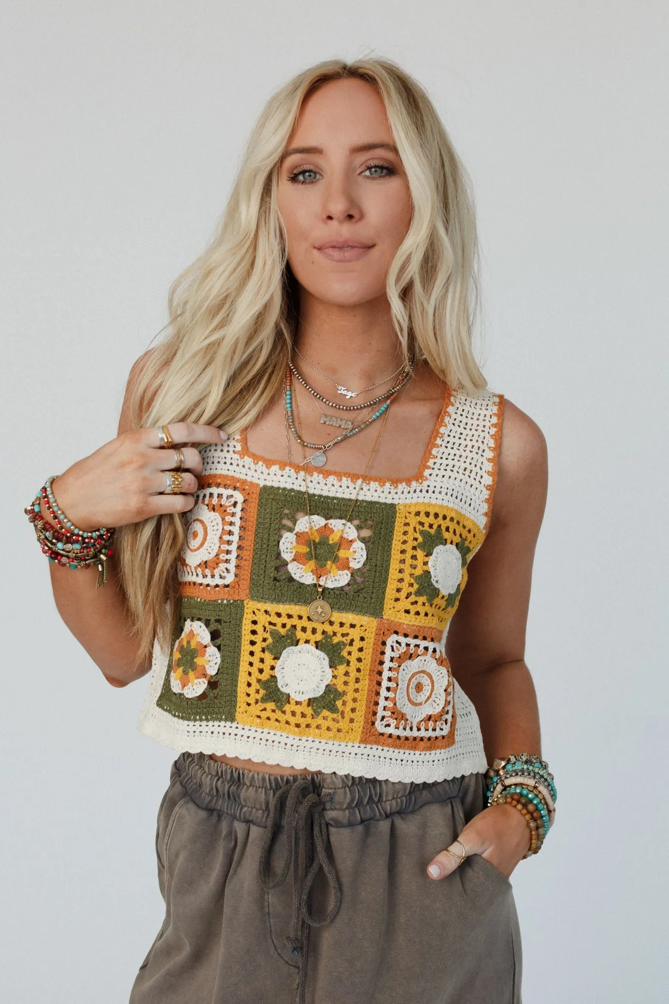 Fair And Square Crochet Top - Mustard