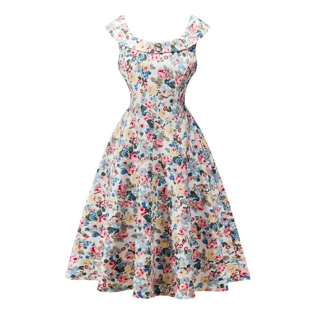 Floral VIntage Dress with Belt