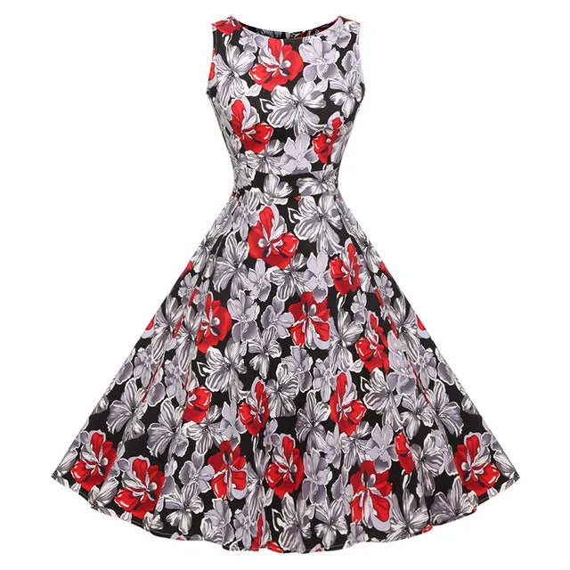 Floral VIntage Tank Dress with Belt