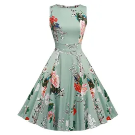 Floral VIntage Tank Dress with Belt