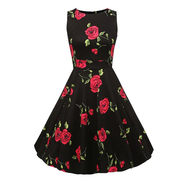 Floral VIntage Tank Dress with Belt