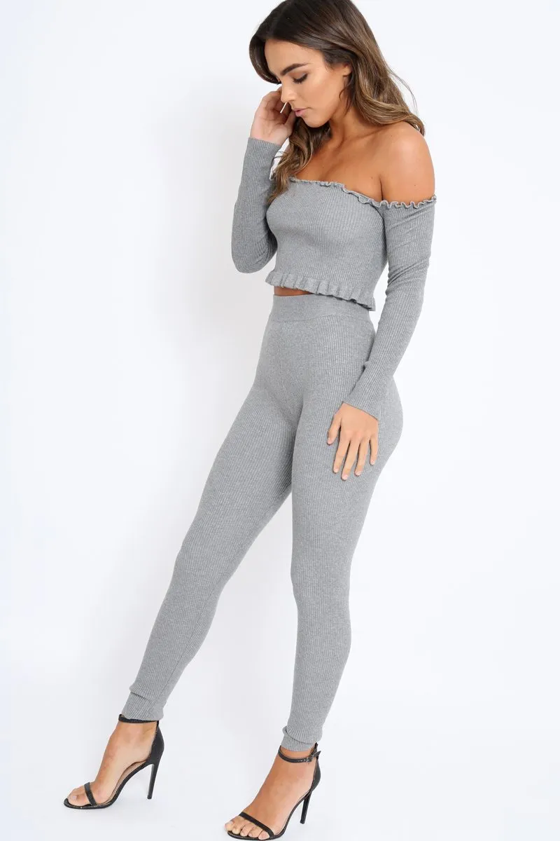 Grey Ribbed Knit Co-ord - Luna