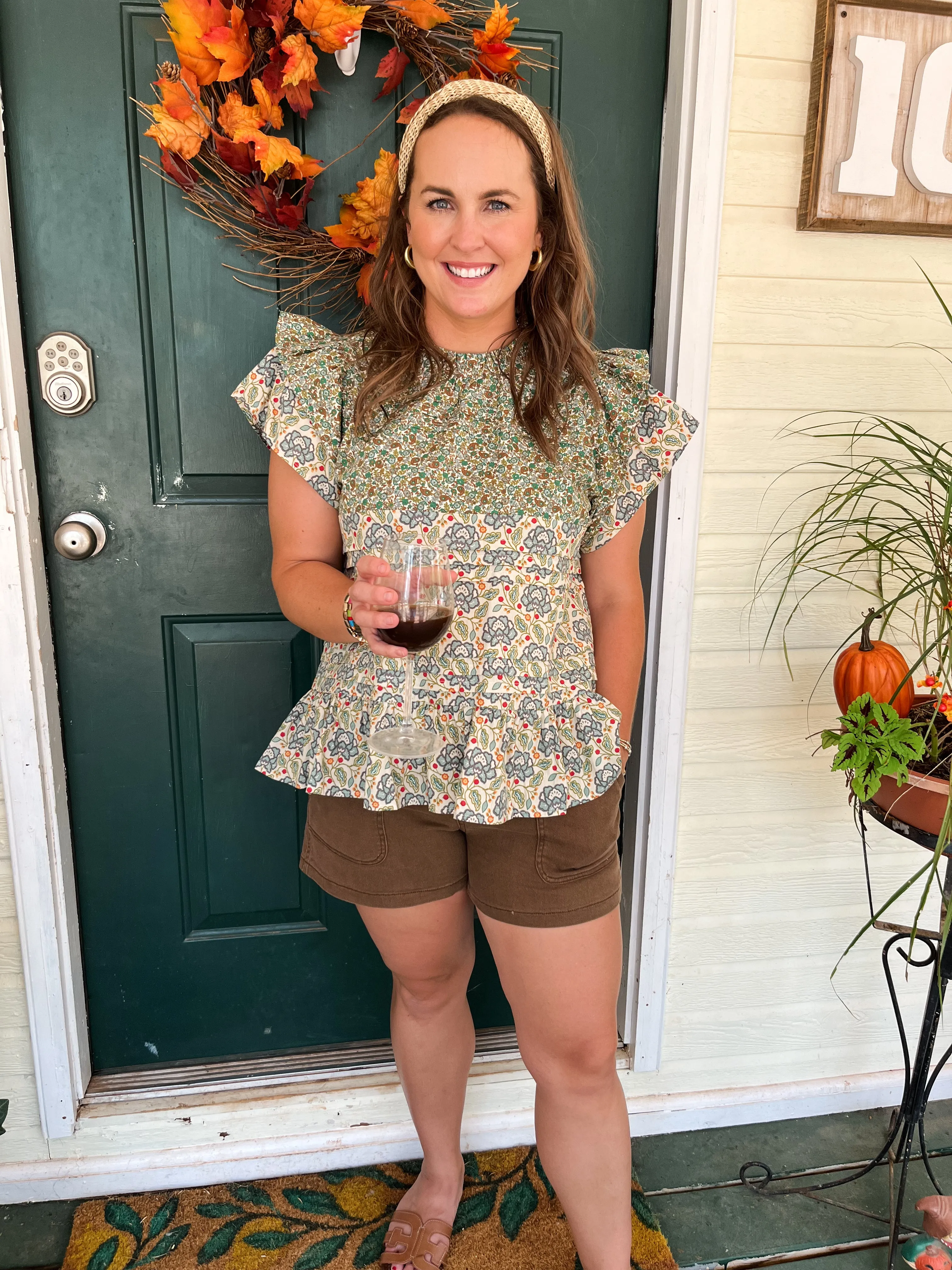 High Waisted Denim Shorts- Brown