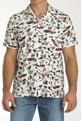 Men's Cinch Rodeo Print Camp Shirt