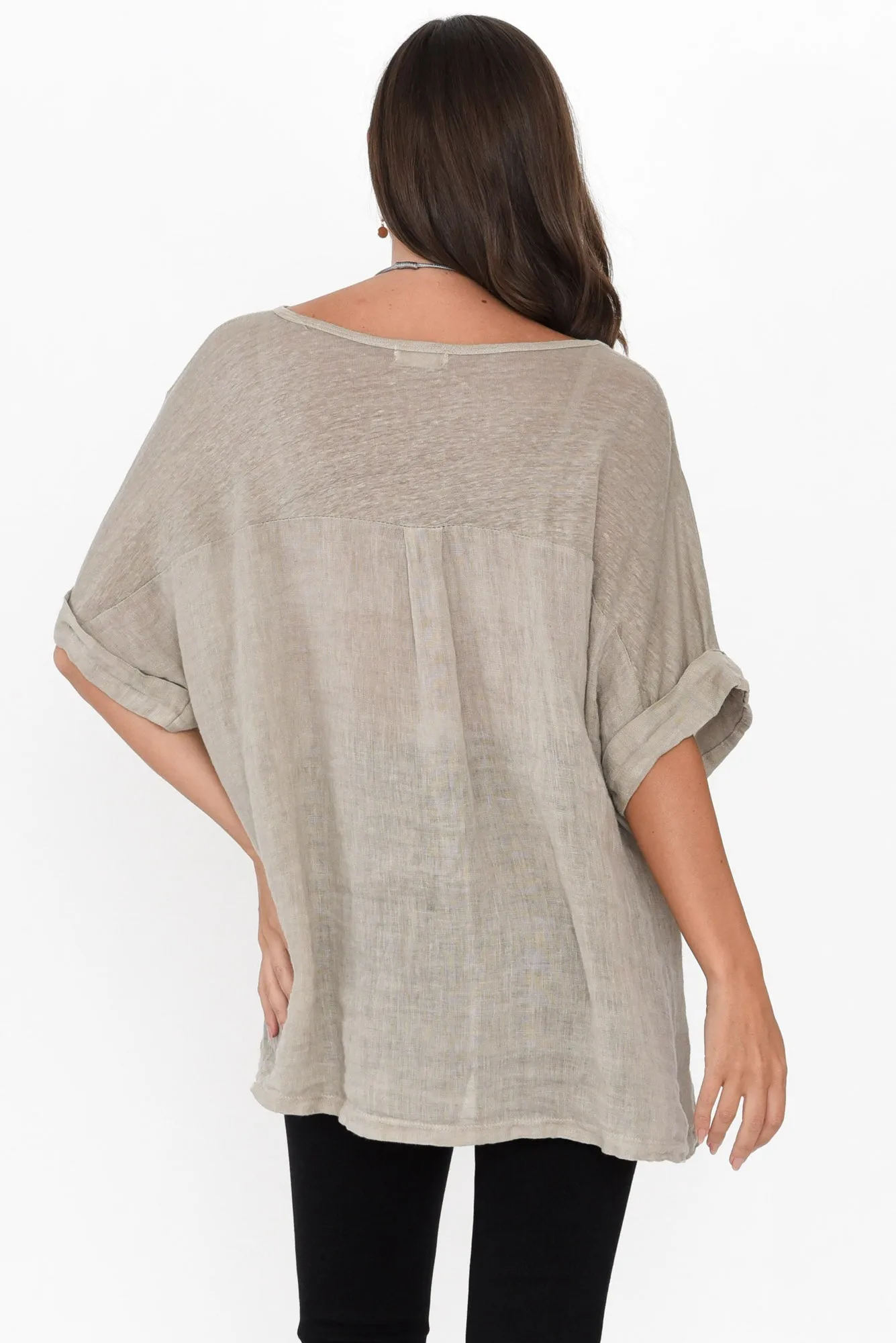 Oversized Anna Natural Linen Tee