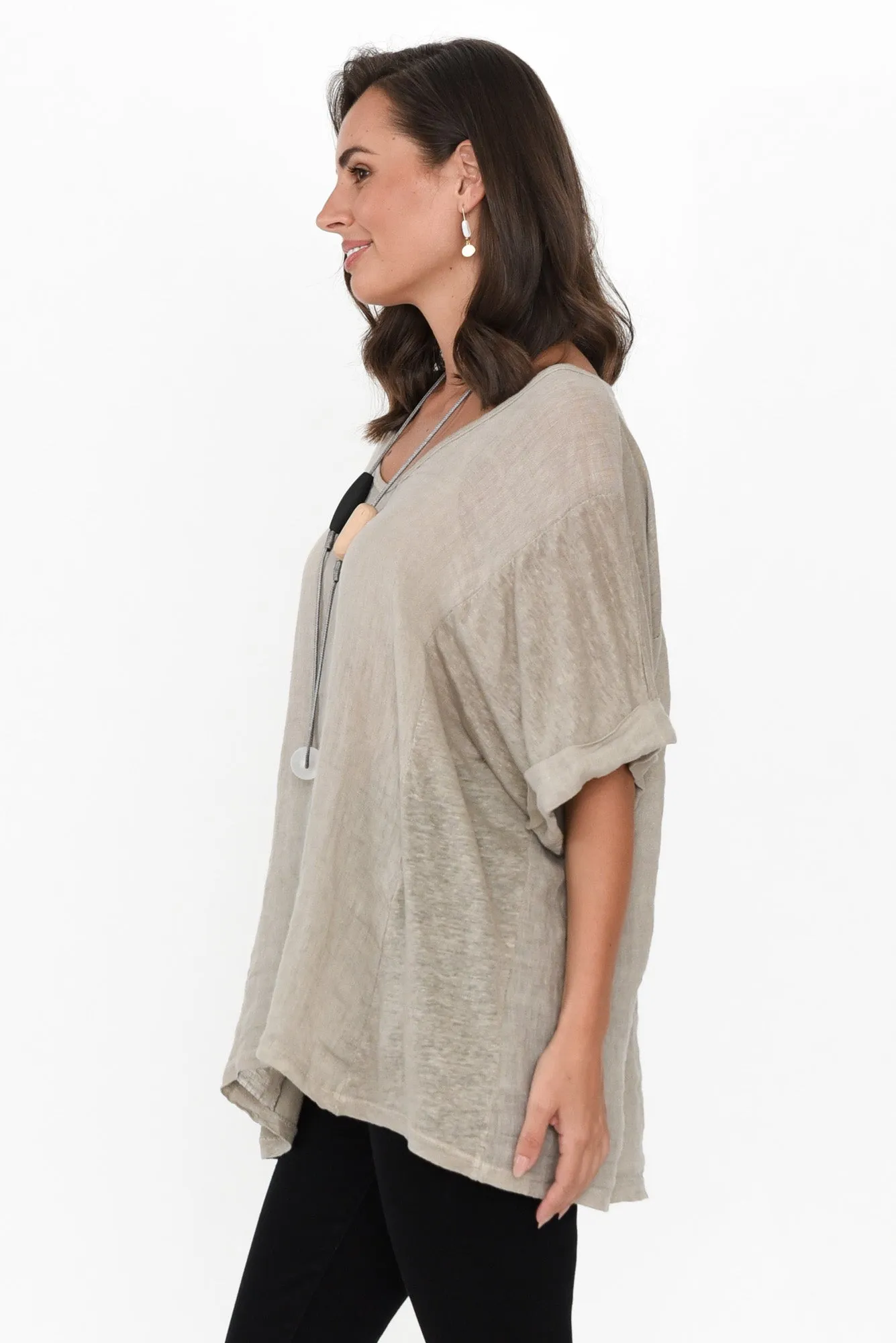 Oversized Anna Natural Linen Tee