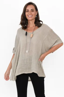 Oversized Anna Natural Linen Tee