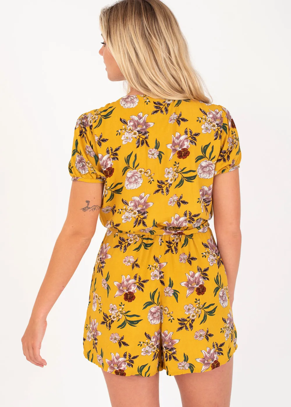 Prtleilani Tropical Playsuit in Tumeric Yellow