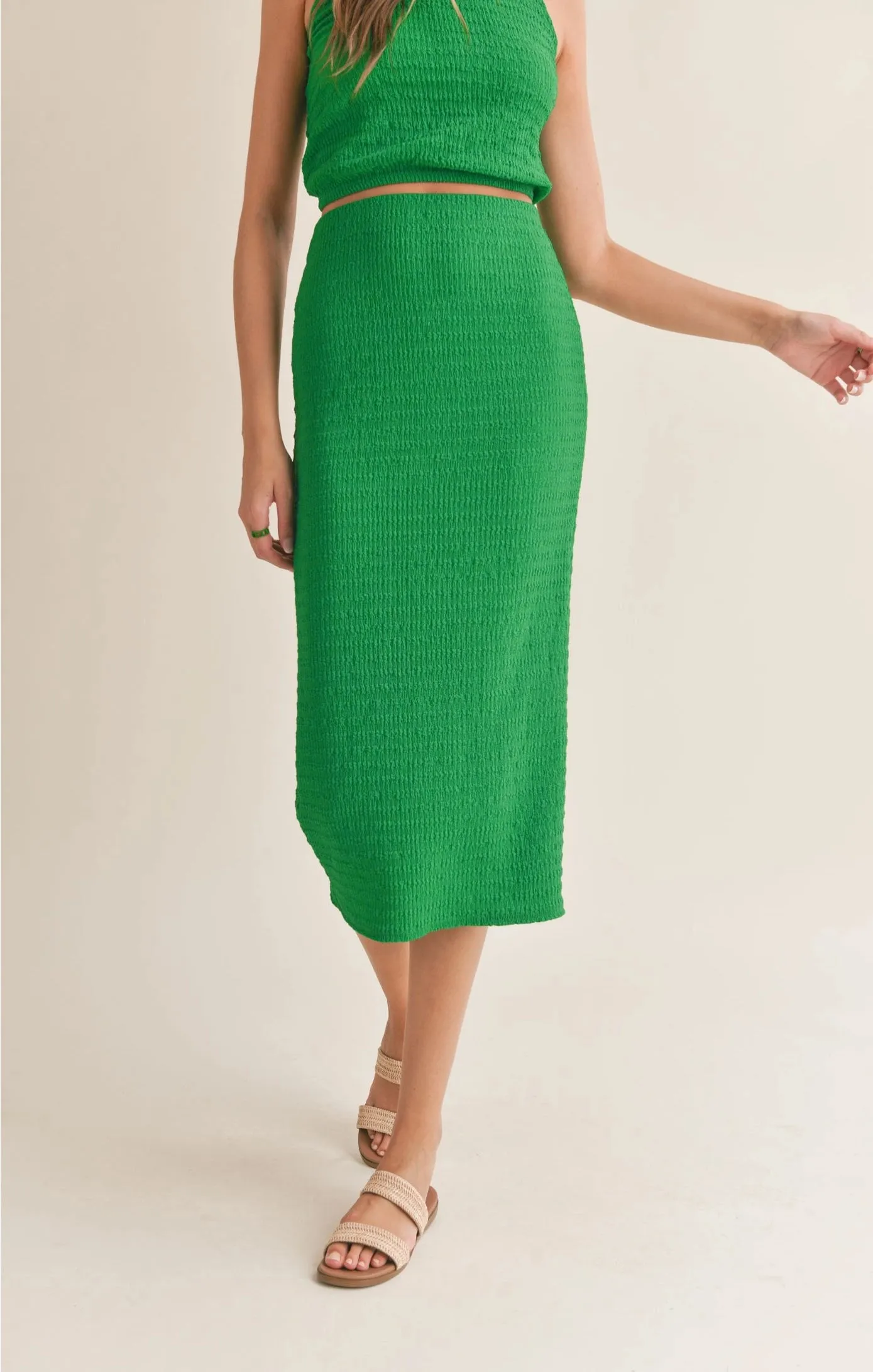 Sadie & Sage So Fresh Textured Midi Skirt