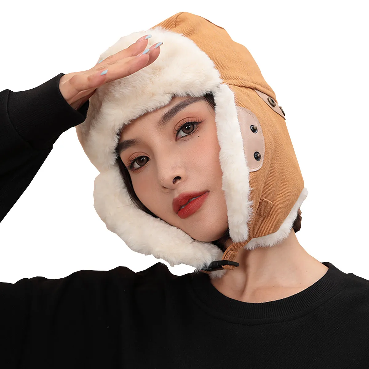 Sidiou Group Windproof Warm Hat Winter Autumn Ear Protection Cotton Ushanka Hat Thickening Outdoor Sports and Ski Hat Women Men