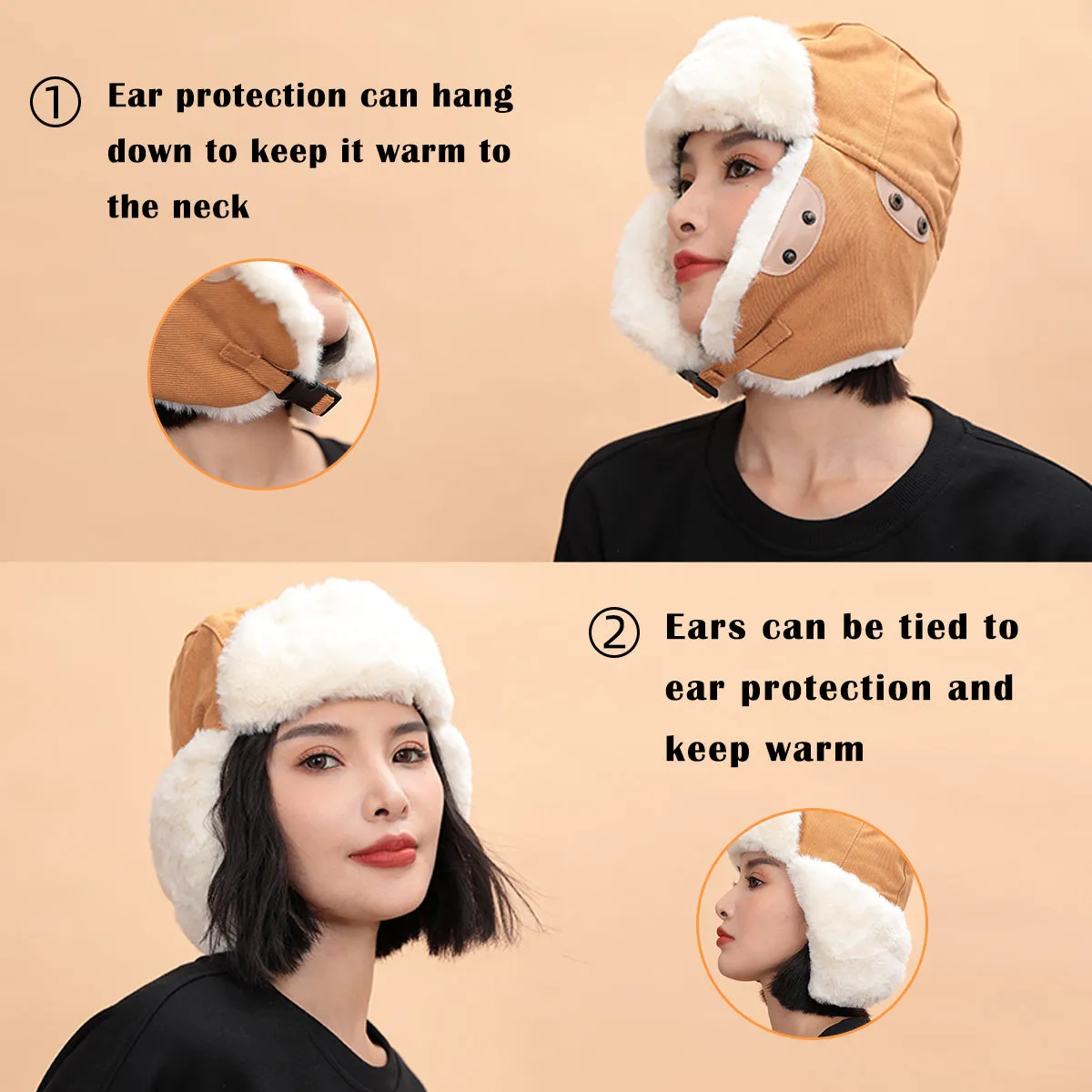 Sidiou Group Windproof Warm Hat Winter Autumn Ear Protection Cotton Ushanka Hat Thickening Outdoor Sports and Ski Hat Women Men