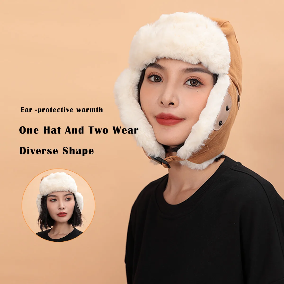 Sidiou Group Windproof Warm Hat Winter Autumn Ear Protection Cotton Ushanka Hat Thickening Outdoor Sports and Ski Hat Women Men